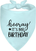 Hooray It's My Birthday Blue Dog Bandana, Cute Birthday Gifts for Dog Lover New Pet Owner, Pup Scarf Accessory Photo Prop for Festive Celebration Party Dinner, First Birthday Supply for Pup