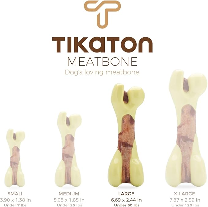 Tikaton Dog Chew Toys for Aggressive Chewers, Peanut Butter Flavor Durable Dog Teething Chew Toys Bones for Large/Medium/Small Puppies