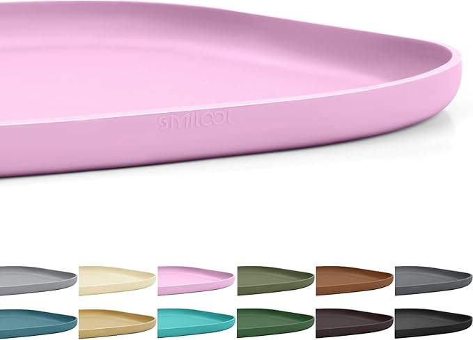 Small Silicone Pet Food Mat with Raised Edge for Food and Water Bowl, Square Dog Feeding Mats, Cat Food Trays for Floor Waterproof, Rubber Tray for Dogs and Cats, 12 x 12 x 0.7 Light Pink