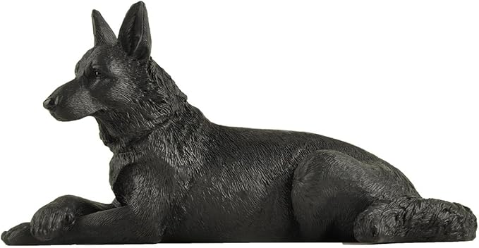 JFSM INC. 6" Black German Shepherd Dog Figurine – Hand-Painted Gift for Dog Lovers, Home Office Decor & Pet Bereavement Gift