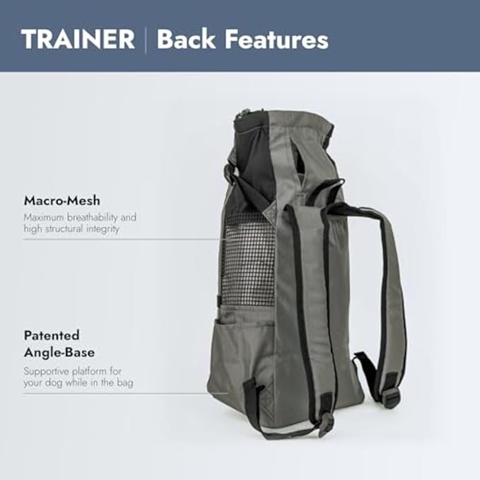 K9 Sport Sack Trainer - X-Small, Iron Gate - Ideal for Dogs with 9-12” Back Length - Backpack-Style Training Carrier - Meant for Quick, Non-Strenuous Activities