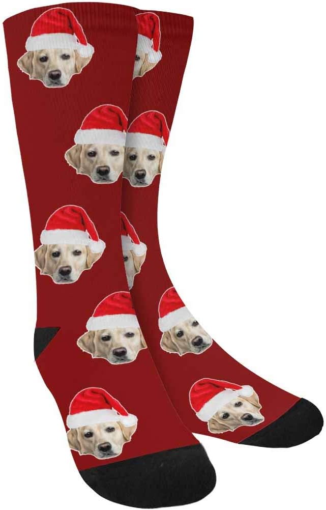 Custom Face Socks, Personalized Dog Lover Pet Photo Picture on Socks Unisex Athletic Crew Socks for Men Women