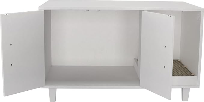 GDLF Modern Wood Pet Crate Cat Washroom Hidden Litter Box Enclosure Furniture House as Table Nightstand with Scratch Pad,Stackable (White)