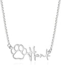 Personalized Cute Dog Cat Paw Name Necklace Forever Love Custom Heart Pendant Pet Name Necklace Gift for Pet Lovers