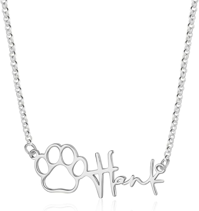Personalized Cute Dog Cat Paw Name Necklace Forever Love Custom Heart Pendant Pet Name Necklace Gift for Pet Lovers