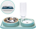 JiangYanus Double Dog Cat Bowls, Pet Water and Food Bowl Set with Automatic Water Dispenser Bottle Detachable Stainless Steel Bowl, Gravity Water Feeder Bowl No-Spill for Cats Dogs Puppy Kitten Rabbit