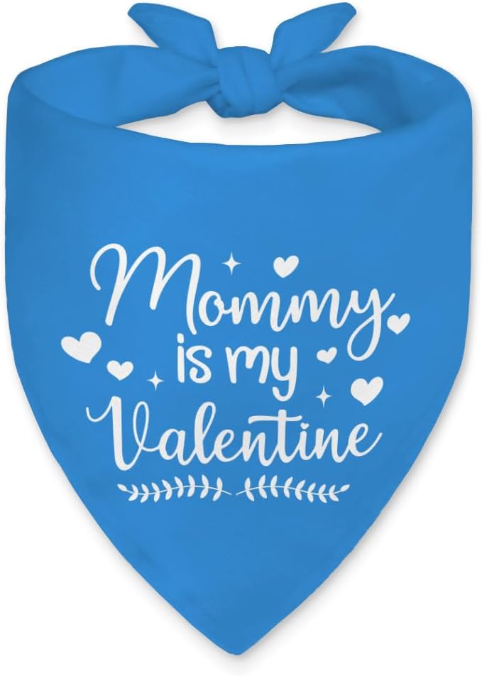 Funny Valentine's Day Dog Bandana for Dogs Boys Puppies, Mommy is My Valentine Dog Bandana, Cute Holiday Party Pet Scarf Accessories, Blue Valentines Birthday Gifts for Dogs Mom, New Pets Gifts