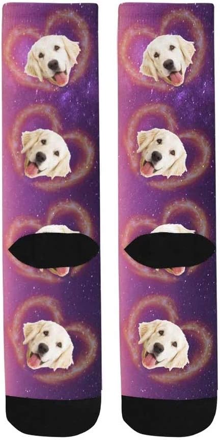 Custom Face Socks, Personalized Dog Lover Pet Photo Picture on Socks Unisex Athletic Crew Socks for Men Women