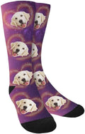 Custom Face Socks, Personalized Dog Lover Pet Photo Picture on Socks Unisex Athletic Crew Socks for Men Women