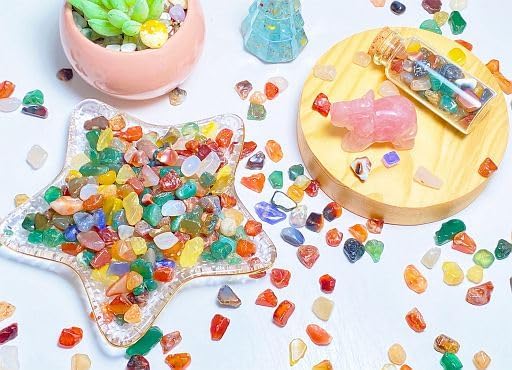 YATOJUZI Colorful Agate 1LB Aquarium Gravel Rocks Mix-color Bulk Wholesale Tumbled Crystals Stone Chips Crushed Reiki Energy Balancing Gemstones For Planter Vase Filler Fountain Fish Tank Potted Decor