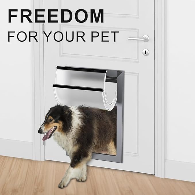Rescumascer Extra Large Dog Door for Door, XL Dog Door with Aluminum Frame, Pet Door for Dogs up to 220lbs