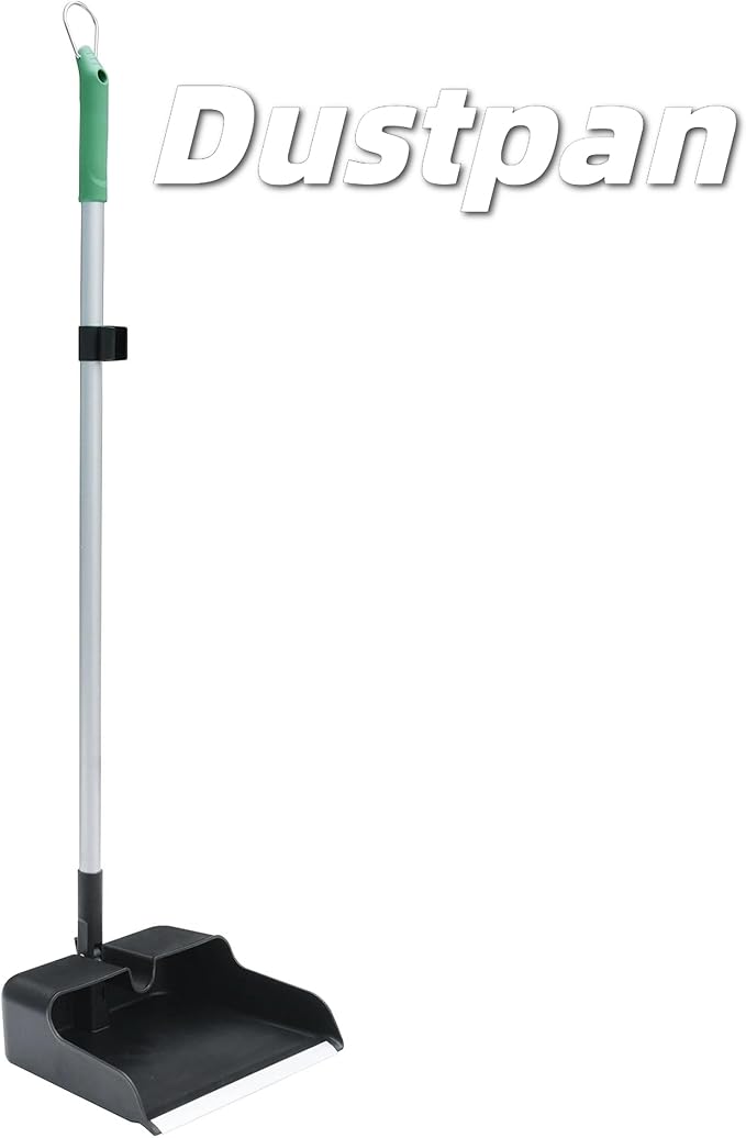 35 Inch 15-Tine Leaf Rake and Dustpan Set, Handle Yard Tool with Hanging Holes, Outdoor Cleanup Kit for Lawn Debris, Pet Waste, Leaves