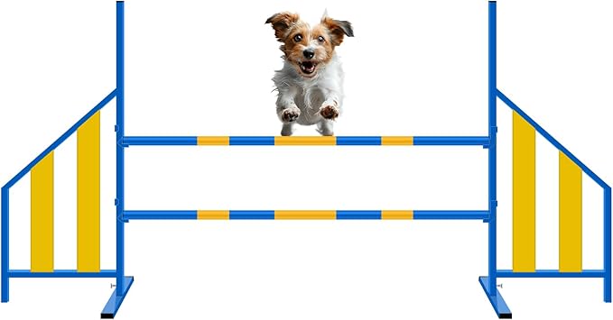 Agility Wing Jumps with Bar Dog Training Hedge Metal Frame Adjustable Pet Hurdles Jump Bars for Indoor Outdoor Dog Pet Agility Course Game