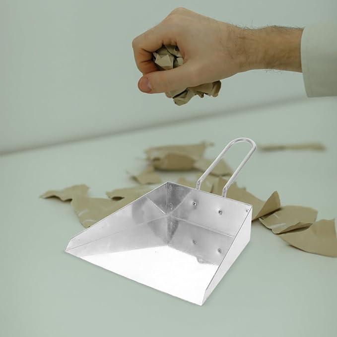Amosfun Stainless Steel Handheld Dustpan Heavy Duty Mini Dust Pan for Kitchen Table Pet Waste Outdoor Cleanup Tool 5.5X4.3 Inches