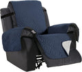 H.VERSAILTEX Reversible Quilted Recliner Covers Water Resistant Furniture Protector for Reclienr Chair with Elastic Straps for Pets Kids Sitting Width Up to 28"(Oversized Recliner, Navy/Beige)