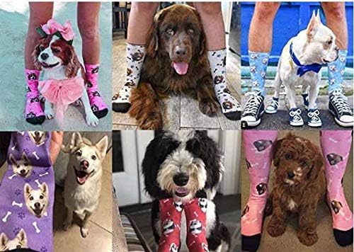 Custom Face Socks, Personalized Dog Lover Pet Photo Picture on Socks Unisex Athletic Crew Socks for Men Women