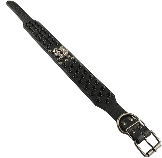 Serijoars Spiked Studded Dog Collar, PU Leather Dog Collar, Adjustable Pet Collars for Medium or Large Breed Pet (M, Black2)