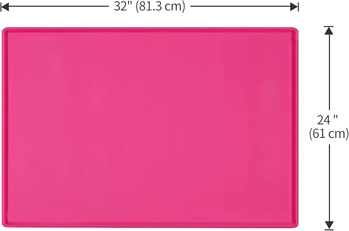Dog Food Mat,Silicone Waterproof Food Tray,Non Slip Pet Bowl Mats Placemat,1" Raised Edge,Suitable for Most Small and Medium Sized Pets,32" x 24"