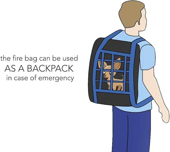 Pet Fire Rescue Bag Large up to 90 pounds - Pet Evacuation Kit - Emergency Pet Carrier - Fire Survival Tool for Dogs, Cats - Large Dog Backpack - 50ft Rope Included - Life-Saving & Compact