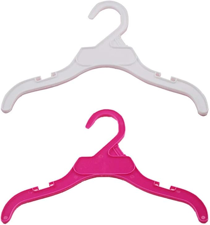 Pet Clothing Hanger, 10PCS Plastic Anti-Skid Dog Puppy Cat Clothes Clothing Rack for Small Animals (White, S)