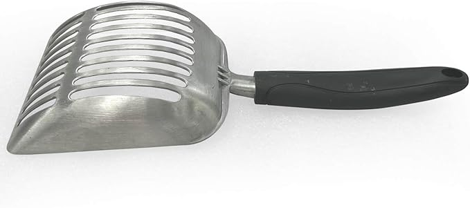 Cat Litter Scoop, Kitty Metal Scooper, Aluminum Alloy Sifter, Kitten Pooper Lifter, Deep Shovel, Long Handle, Poop Sifting, Durable, Heavy Duty, for Litter Box