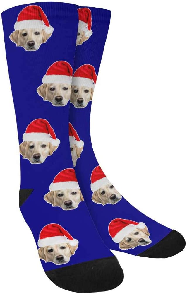 Custom Face Socks, Personalized Dog Lover Pet Photo Picture on Socks Unisex Athletic Crew Socks for Men Women