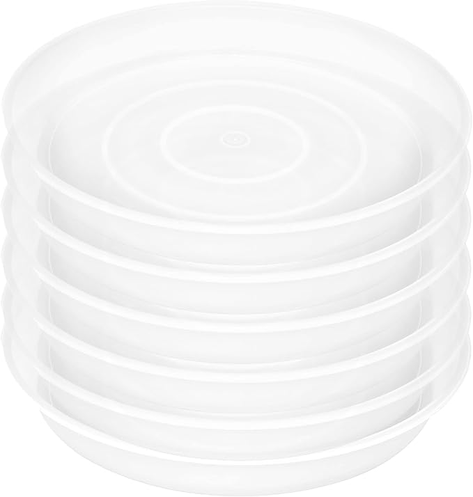 2 Pack of 8 inch Plant Saucer Clear, Heavy Duty Plastic Plant Water Tray 8 inch Round, Flower Plant Saucers for Indoors No Holes, Plant Dishes Saucer for Planter 7"/8" (8", Clear)