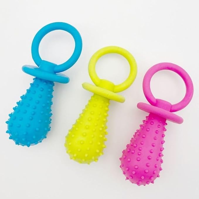 Dog Chew Toy, Blue Bell-Shaped Rubber Pacifier, Bite Resistant Training Toy for Puppies and Cats