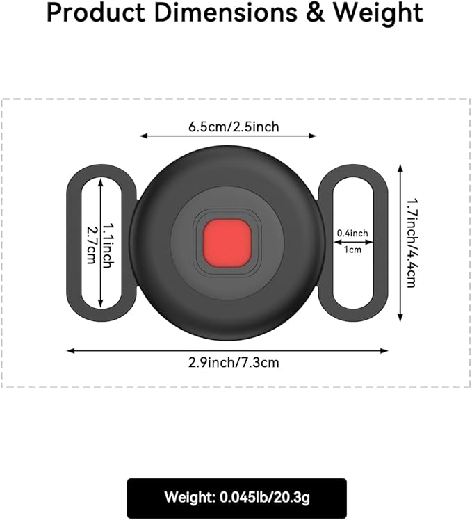 Location Tracker Tag for Dogs & Cats with Silicone Collar Holder, Works with Apple Find My & Android Find Hub, IP67 Waterproof Bluetooth Anti-Lost Locator (Black – Pet Collar Case, 1 Pack)