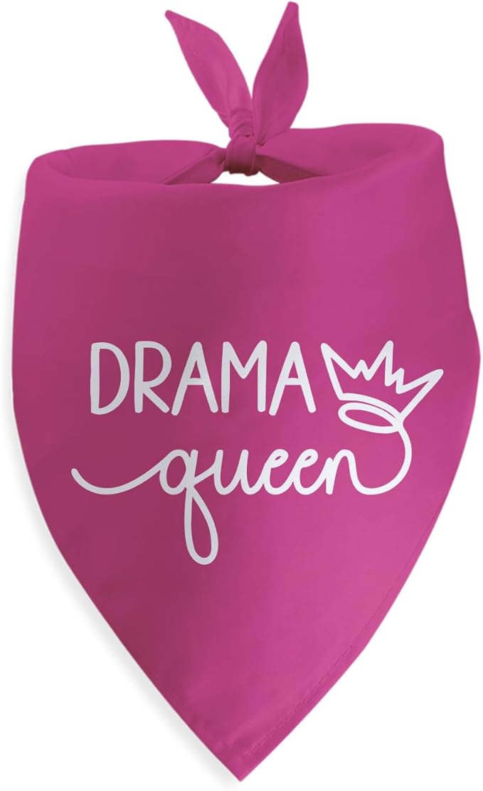 Drama Queen Printed Dog Bandana Funny Dogs Mom Birthday Gifts Pink Dog Bandana for Large Medium Small Dogs Girl Drama Queen Photo Prop Pet Scarf Accessories Christmas Puppy Gifts