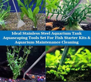 A2Z-Aquascaping Maintenance Tools Accessories,Anti-Rust Stainless Steel Tweezers Scissors Spatula for Aquarium Tank Clean, Fish Tank, Bonsai, Algae Scrapers (Set of 5 Pcs in A Case)