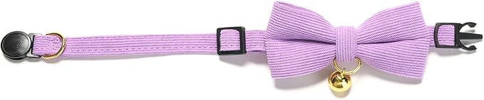 Cotton Breakaway Cat Collar with Bow Tie and Bell, Adjustable Cute Soft Corduroy Kitten Collars for Girl and Boy Cats