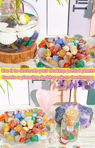 YATOJUZI Colorful Agate 1LB Aquarium Gravel Rocks Mix-color Bulk Wholesale Tumbled Crystals Stone Chips Crushed Reiki Energy Balancing Gemstones For Planter Vase Filler Fountain Fish Tank Potted Decor