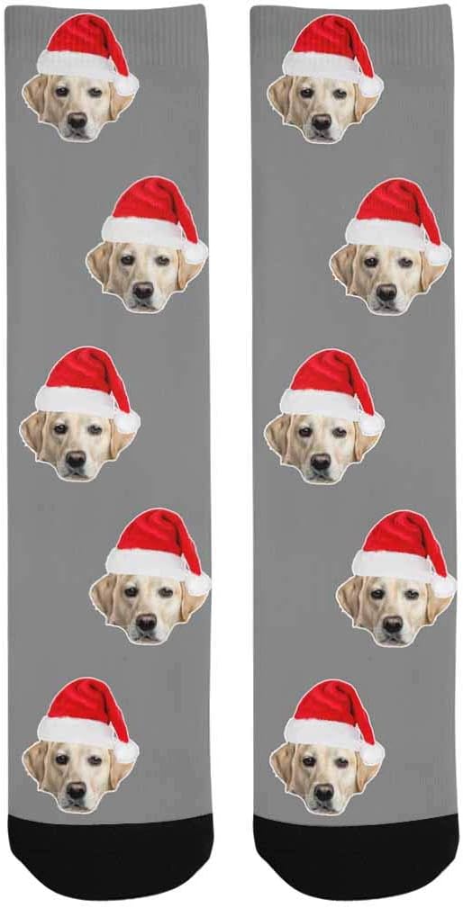 Custom Face Socks, Personalized Dog Lover Pet Photo Picture on Socks Unisex Athletic Crew Socks for Men Women
