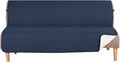 H.VERSAILTEX Futon Cover Reversible Sofa Slipcover Furniture Protector Water Resistant 2 Inch Wide Elastic Straps Sofa Bed Pets Kids Dog Cat Fit Sitting Width Up to 70"(Futon, Navy/Beige)