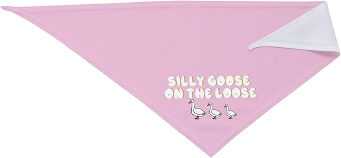 Silly Goose on The Loose Triangle Dog Bandana,Summer Bandana Funny Triangle Dogs Scarf Handkerchief Soft Adjustable Puppy Bandanas (Pink)