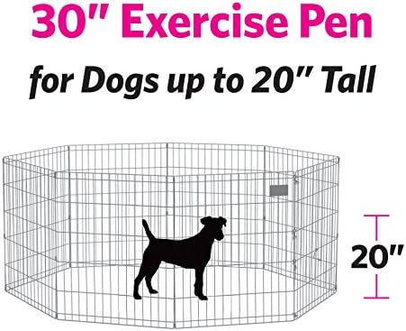 MidWest Homes for Pets Folding Metal Puppy / Dog Exercise Pen, Indoor/Outdoor Playpen with Door, 16 Sq Feet of Play Space, 30-Inches Tall, Gold Zinc