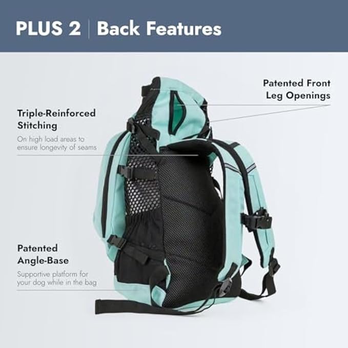 K9 Sport Sack Plus 2 - Adjustable, Backpack-Style Carrier with Multi-Functional Storage Pack, Thick Shoulder Straps & Padded Back Panel