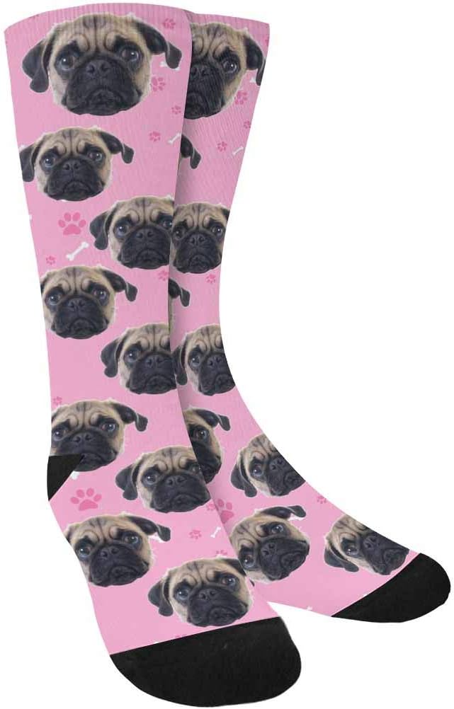 Custom Face Socks, Personalized Dog Lover Pet Photo Picture on Socks Unisex Athletic Crew Socks for Men Women