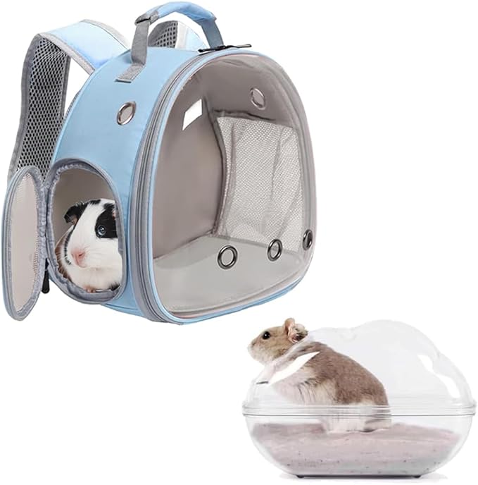 Portable Travel Backpack Habitat for Small Animal, Space Capsule Bubble Window Guinea Pig Bird Bearded Dragon Turtle Carrier Rabbit Squirrel Hamster Cage Breathable Handbag