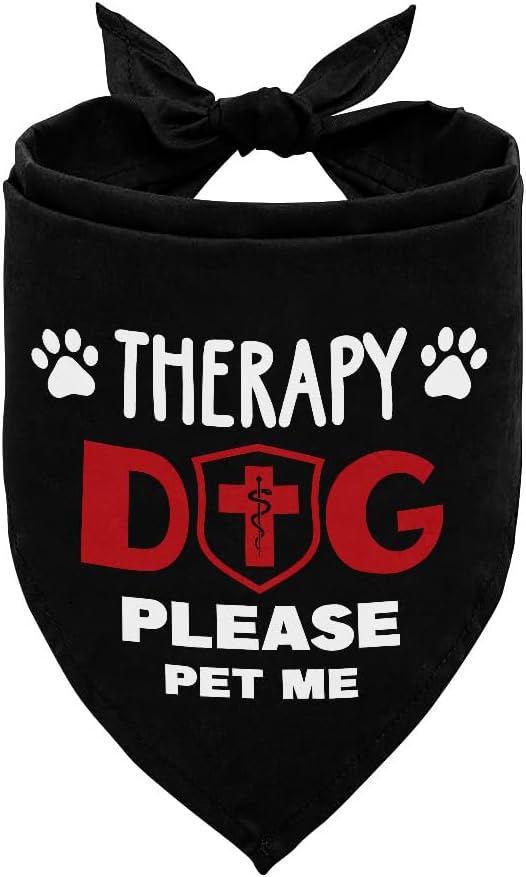 Dog Bandana, Therapy Dog Please Pet Me with, Dogs Scarf Classical Printing, Dogs Scarf Accessories, Doggy Kerchief Pet Kerchief, Christmas Birthday Thanksgiving Doggy Gift A04