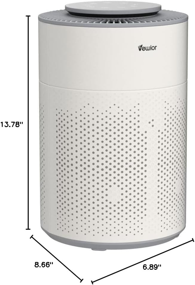 Air Purifier for Home 1800 Ft² Coverage, PM2.5 Monitor & Air Quality Light, Large Bedroom with Essential Oil Diffuser, 15dB Sleep Mode, Timer & Child Lock, Pet Dander Wildfire Smoke Odor Dust Pollen