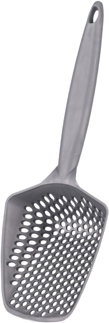 Set of 2 Cat Litter Scoop with Small Holes, Deep Sifting Shovel for Fine Litter, Reptile Terrarium Sand & Rabbit Pooper Lifter, Hanging Handle Poop Scooper (Gray, Set of 2)