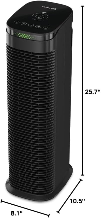 Honeywell HEPA Air Purifier for Home, 990 Ft² Rooms in 1 hour, HEPA Filter, Auto Mode, Air Quality Indicator, Reduces Allergens, Dust, Pollen, Pet Dander, All Smoke Types, Odors, Black, HPA180