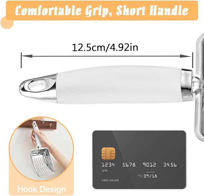 Cat Litter Scoop - Stainless Steel Metal Cat Litter Scoop-Sturdy Mesh Scooper - Mesh Shovel-Easy to Clean - Suitable for Cat Litter Box -Grey White-Christmas