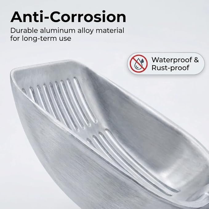Heavy Duty Cat Litter Scoop with Holder - All Metal Cat Litter Scooper with Stainless Steel Holder - Speed Sifter Litter Box Scooper Captures All Clumps