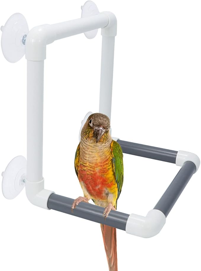Bird Portable Suction Cup Shower Perch Parrot Window Wall Standing Platform for Cockatoo Conure Cockatiel African Grey