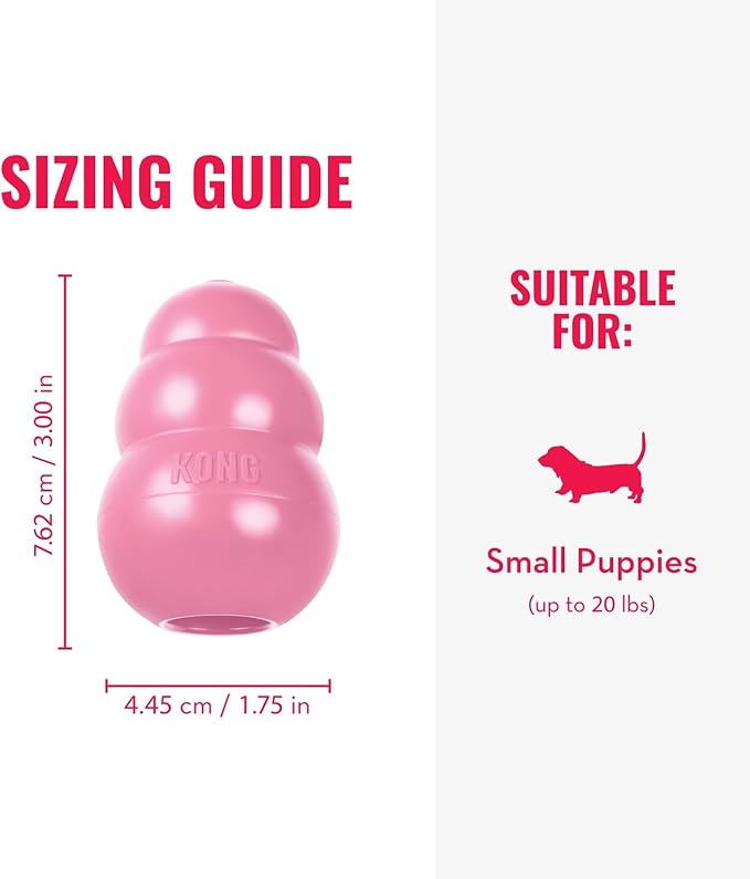 KONG - Puppy Toy Natural Teething Rubber - Fun to Chew, Chase and Fetch - for Small Puppies - Pink