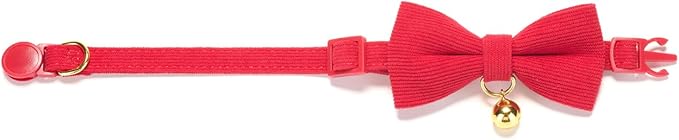 Cotton Breakaway Cat Collar with Bow Tie and Bell, Adjustable Cute Soft Corduroy Kitten Collars for Girl and Boy Cats
