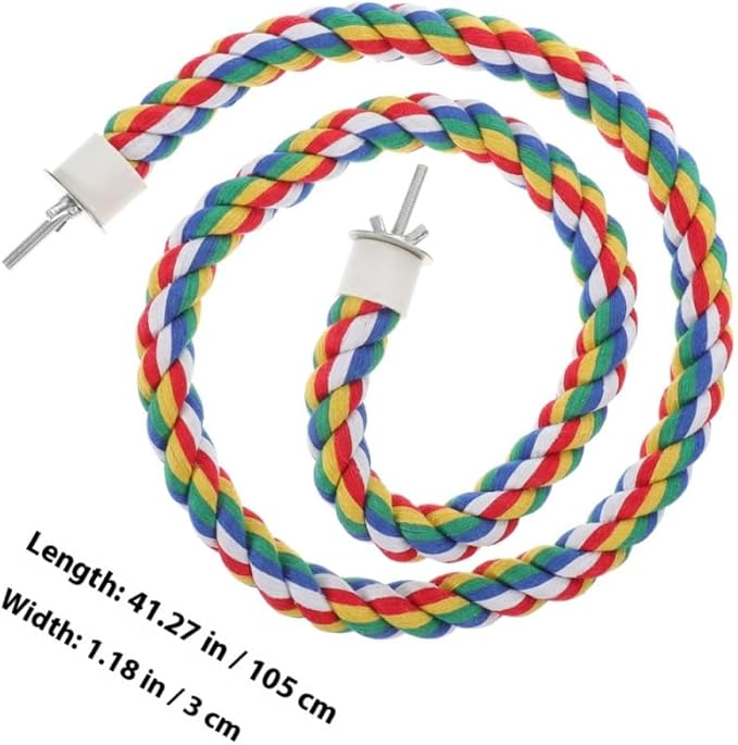 iplusmile Bird Perch 44 Inch Bird Rope Perches for Parrots, Cockatiels, Parakeets, Budgie Parakeet African Greys, Cockatiels, Conures, Budgie Cages Comfy Rope Toy, Colorful